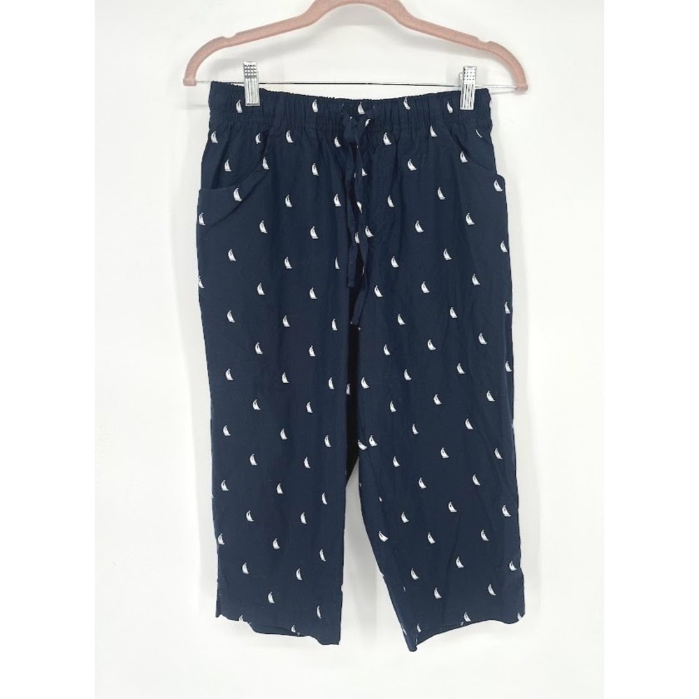 Gloria Vanderbilt Casuals Womens Blue Nautical Coastal Capri Pants Petite Medium